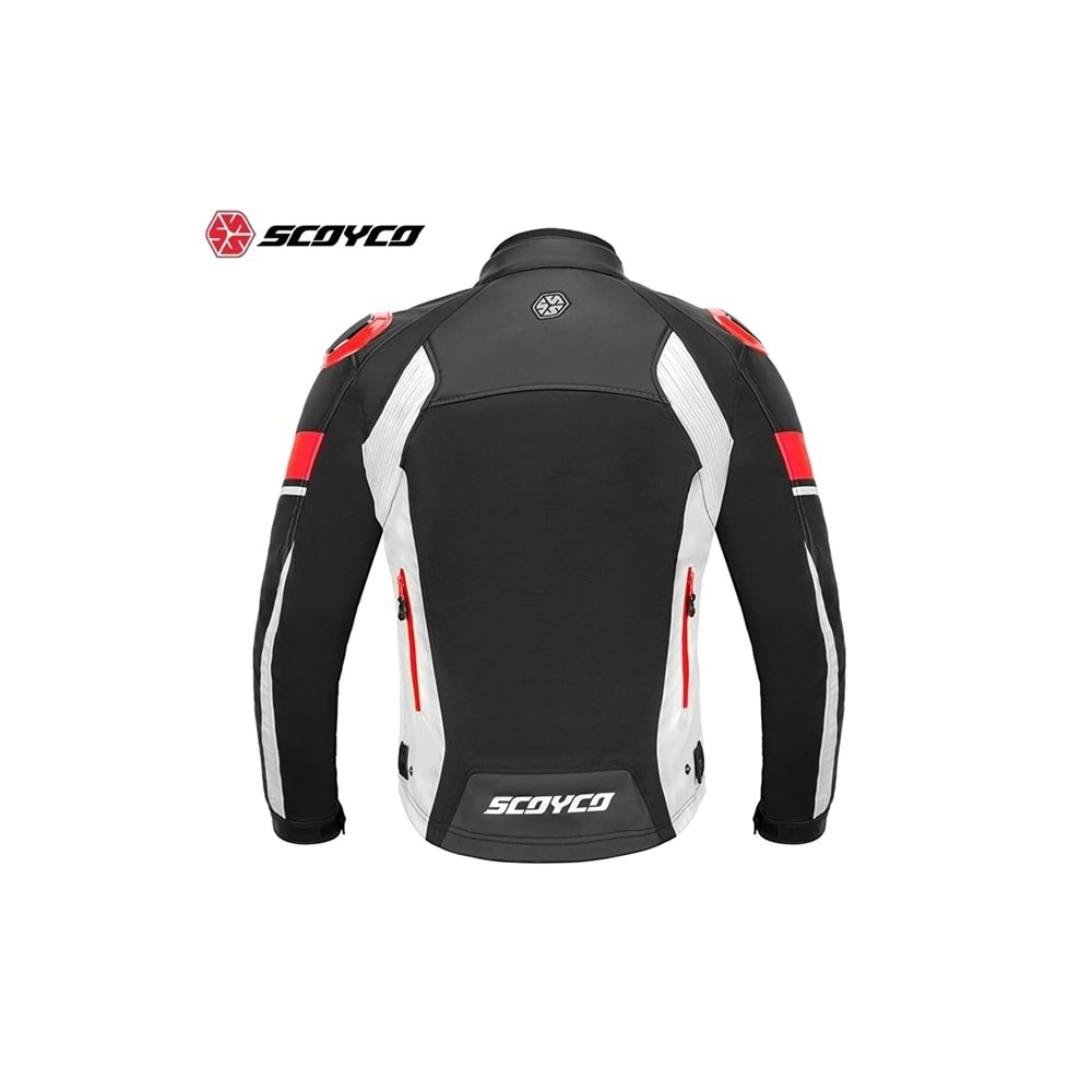 SCOYCO JK152 MEVSİMLİK SİYAH BEYAZ KIRMIZI MONT (3XL)