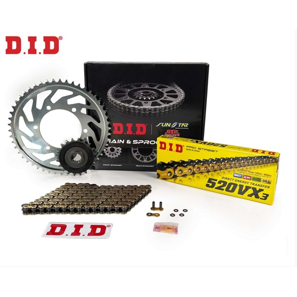 D.I.D ZİNCİR DİŞLİ SETİ 520XV3 112L 14/43T YAMAHA YZF R25 (14-25) JS520VXGB778