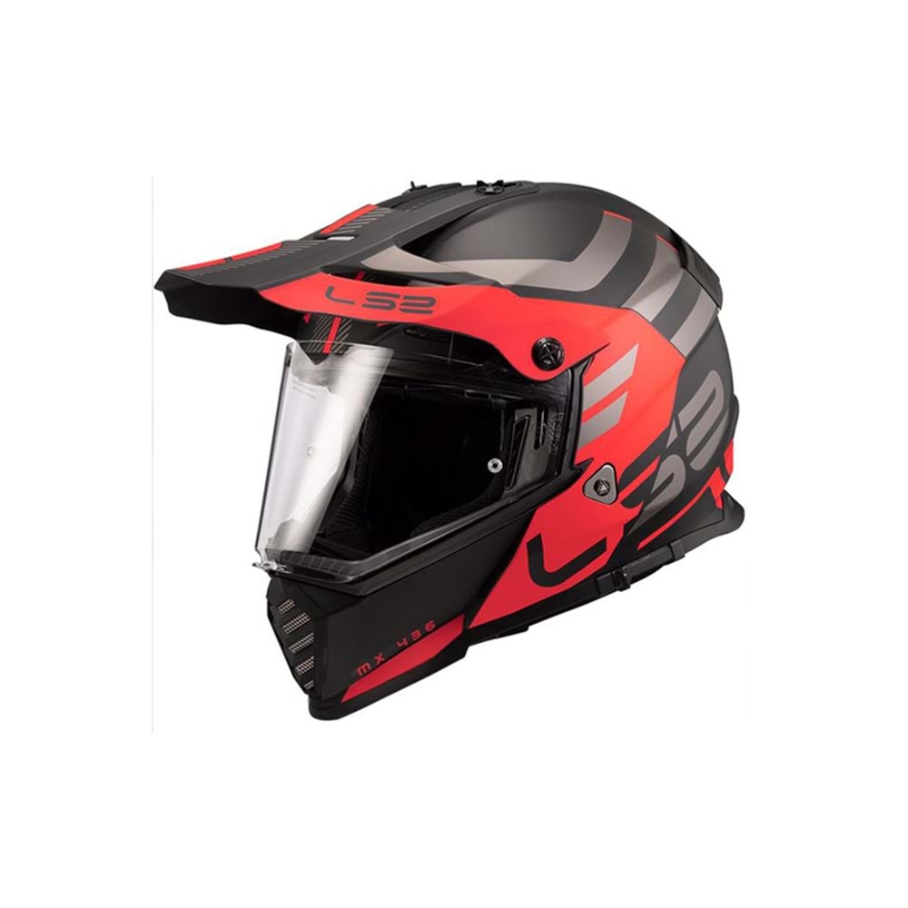 Ls2 Kask Pioneer Evo Adventurer Mat Siyah Kırmızı - S Beden