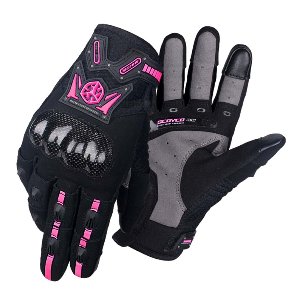 MOTOSİKLET ELDİVENİ KADIN YAZLIK CARBON - MC20W - SCOYCO - PEMBE - L