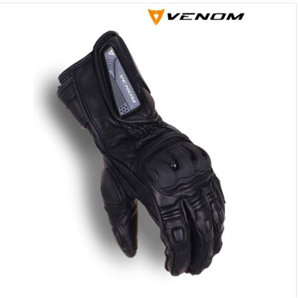 VENOM D2 UZUN SİYAH MOTOSİKLET ELDİVENİ - SİYAH - S BEDEN