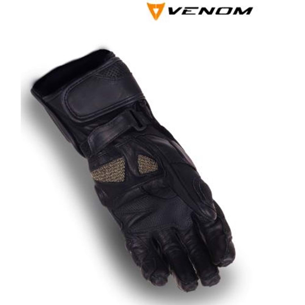 VENOM D2 UZUN SİYAH MOTOSİKLET ELDİVENİ - SİYAH - S BEDEN