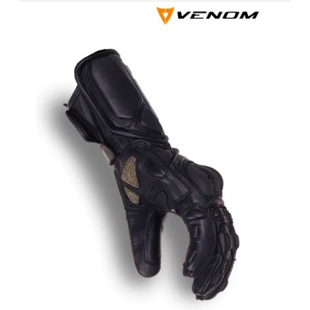 VENOM D2 UZUN SİYAH MOTOSİKLET ELDİVENİ - SİYAH - S BEDEN