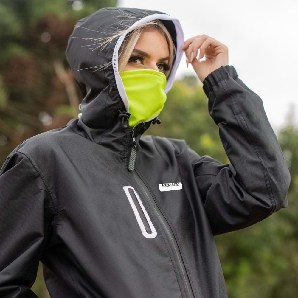 Motosiklet Yağmurluk Korumalı Kapşonlu Siyah - 2XL Beden