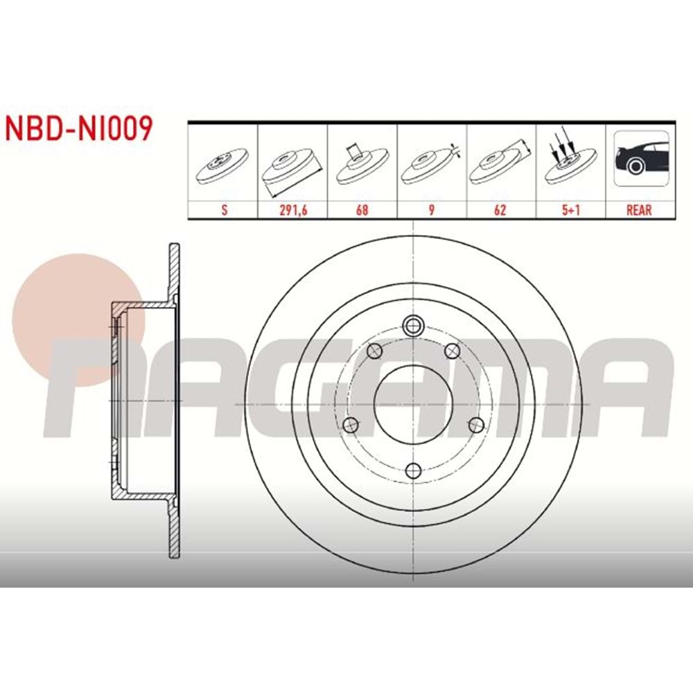 Fren Diski Nissan Qashqai 1.5 DCİ-1.6, 2.0 DCİ Arka - 292 MM