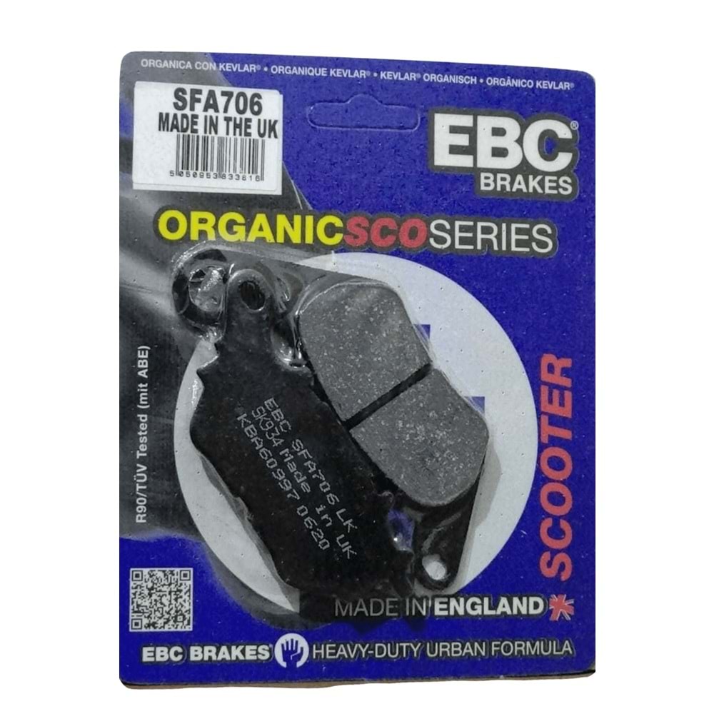 706 EBC BALATA ORGANİK ARKA YAMAHA X-MAX125 18 ABS, X-MAX250 ABS, X-MAX300 17-18 (SFA706)