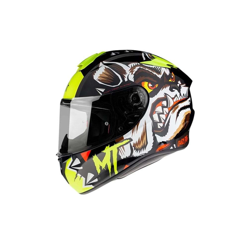 Kask Mt Targo Crazydog G3 Parlak Fluor Sarı - 2Xl Beden