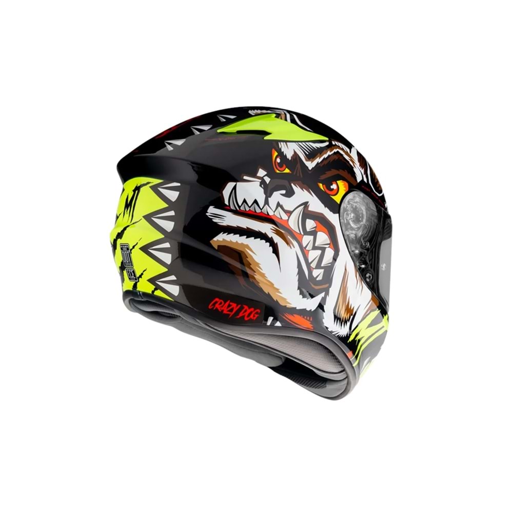 Kask Mt Targo Crazydog G3 Parlak Fluor Sarı - 2Xl Beden