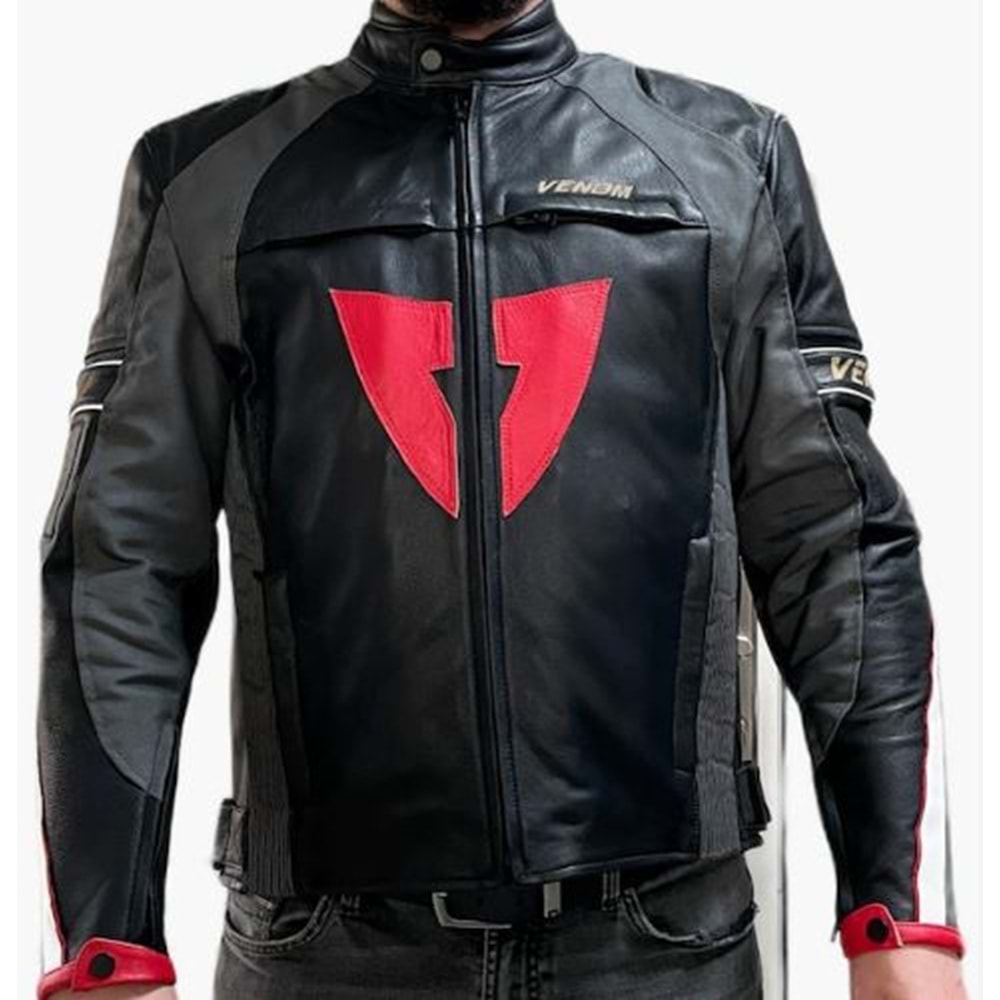 VENOM D1 RACING DERİ MOTOSİKLET MONTU SİYAH (L)