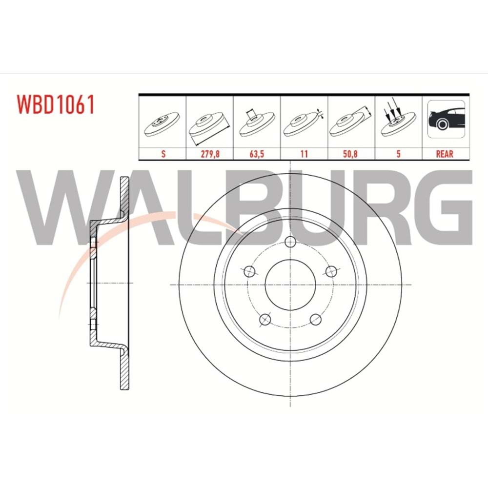 Fren Diski Ford Kuga II, Connect, C-MAX Arka - 280 MM