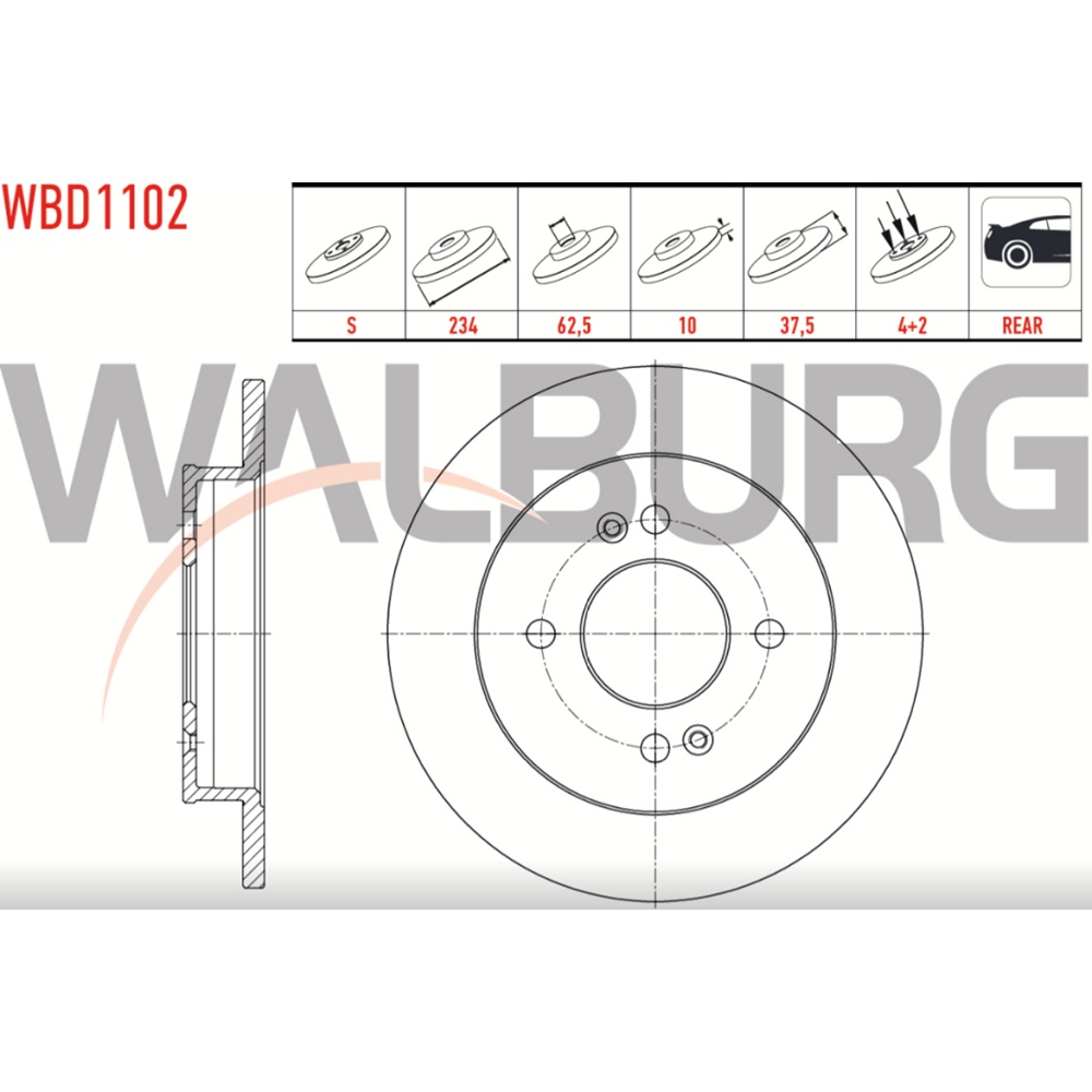 Fren Diski Hyundai I10, Kia Picanto (BA) 04-11 Arka- 234 MM -