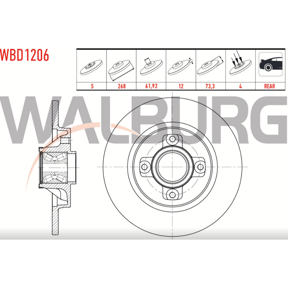 Fren Diski Peugeot 308, 5008, PİCASSO, Citroen Berlingo Arka - 268 MM