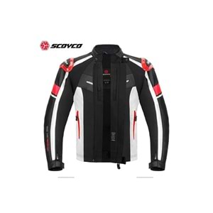 SCOYCO JK152 MEVSİMLİK SİYAH BEYAZ KIRMIZI MONT (3XL)