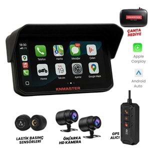 KNMASTER MOTOPLAY 2000 PRO 6.25 2k Çift Kameralı Kablosuz Carplay