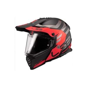 Ls2 Kask Pioneer Evo Adventurer Mat Siyah Kırmızı - S Beden