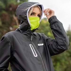 Motosiklet Yağmurluk Korumalı Kapşonlu Siyah - 2XL Beden