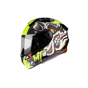 Kask Mt Targo Crazydog G3 Parlak Fluor Sarı - 2Xl Beden