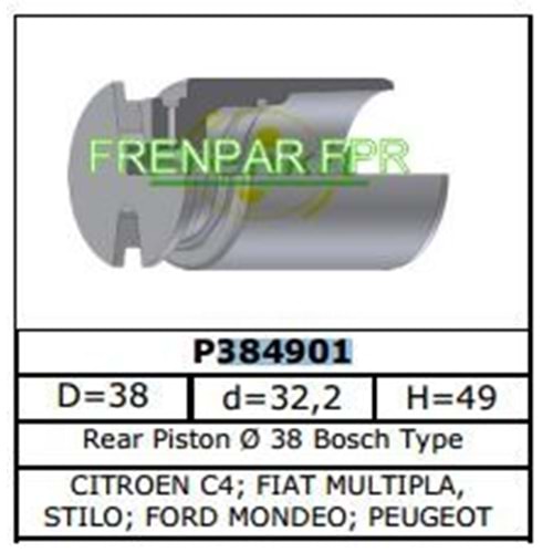 Fren Kaliper Pistonu Arka Alfa Romeo, Audi, Citroen, Fiat, Ford, Peugeot, Jaguar, Seat, Skoda, Vw Arka