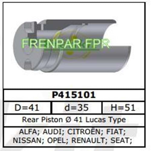 Fren Kaliper Pistonu Audi , Opel, Renault, Skoda, Seat, Vw Arka