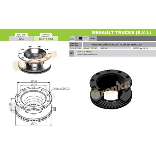FREN DİSK RENAULT MİDLUM 220-270 ARKA - FRENKA