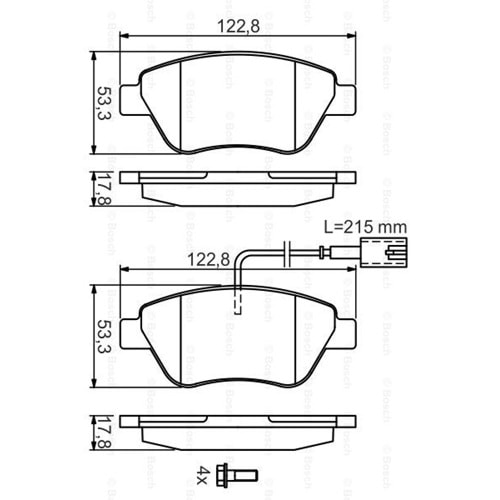 Disk Balata Fiat, Alfa Romeo, Citroen, Peugeot, Opel Corsa Ön (Tek Fişli) - Bosch
