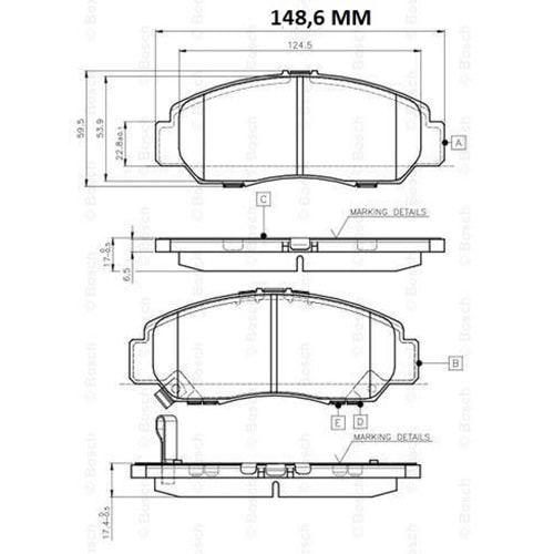 Disk Balata Honda Jazz, ACURA, Civic, Accord Ön - Bosch