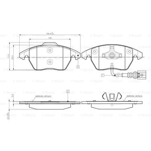 Disk Balata Vw, Audi, Seat, Skoda, Peugeot, Citroen Ön Fişli - Bosch