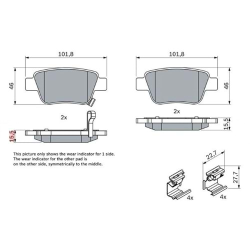 Disk Balata Toyota Avensis, Corolla Arka - Bosch