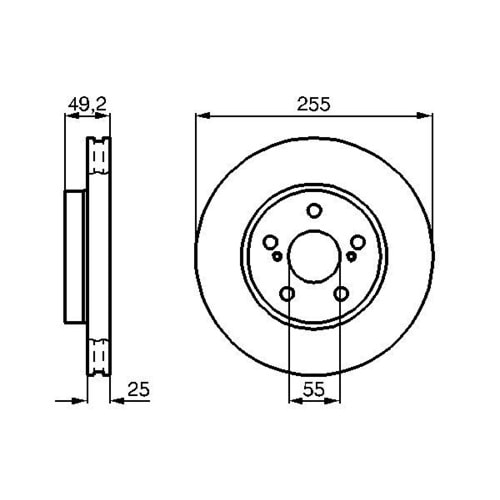 Fren Diski Toyota Carina E 12 92-97 Ön - 255 mm - Bosch