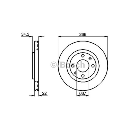 Fren Diski Peugeot 1007,206, 207, 307, Partner, Citroen Ön - 266 MM - Bosch