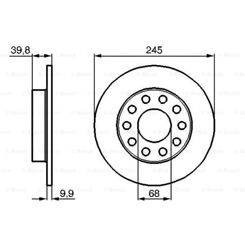 Fren Diski Vw, Audi A4, Seat Arka - 245 MM - Bosch