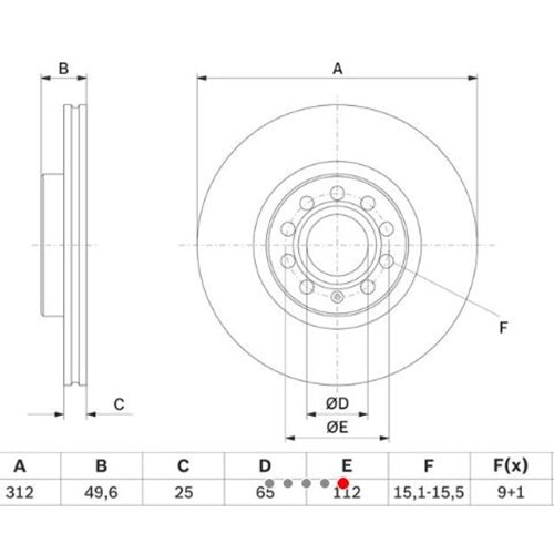 Fren Diski Vw Golf 5, 6, Caddy 3, Jetta 3, Passat, Scirocco Ön - 312 MM - Bosch