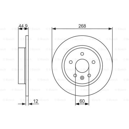 Fren Diski Opel Astra j 09>, Mokka, Chevrolet Cruze 1.6, 2.0 Arka - 268 MM - Bosch