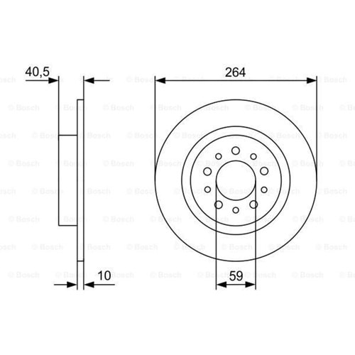 Fren Diski Fiat Egea HB, SW, Cross, 500L Arka - 264 MM- Bosch