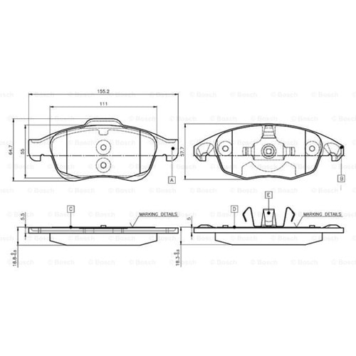 Disk Balata Peugeot Partner, Citroen C4, Berlingo Ön - Bosch