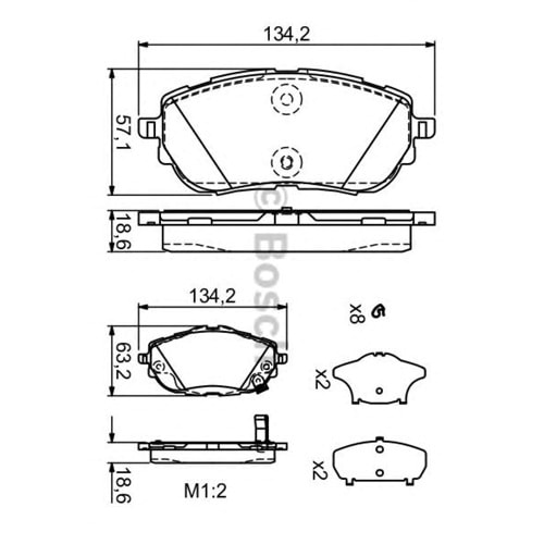 Disk Balata Toyota Corolla E18, Auris E18 Ön - Bosch