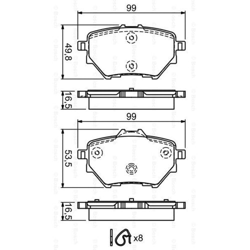 Disk Balata Citroen C4, Berlingo, Peugeot 308, 508, 3008 Arka - Bosch