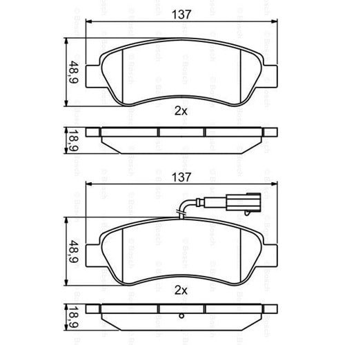 Disk Balata Fiat Ducato, Peugeot Boxer, Citroen Jumper 3.0 HDİ Arka (Fişli) - Bosch