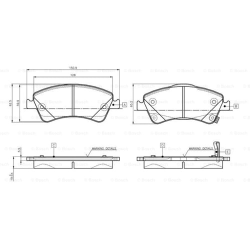 Disk Balata Toyota Corolla, Auris, Avensis Ön - Bosch