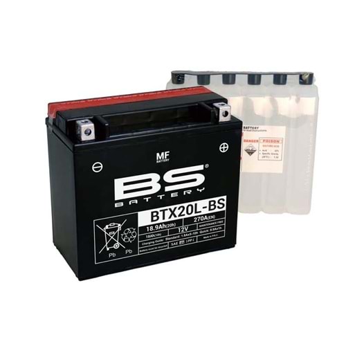 BS BTX20L-BS (YTX20L-BS) 12V-18.9 AMPER 270 CCA BAKIMSIZ AKÜ GL1800 Gold Wing