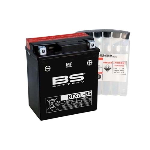 BS BTX7L-BS (YTX7L-BS) 12V-6 AMPER 100 CCA BAKIMSIZ AKÜ