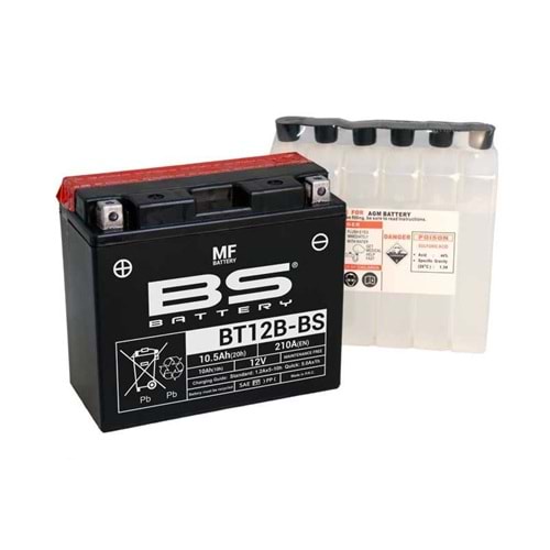 BS BT12B-BS ( YT12B-BS ) 12V-10 AMPER 210 CCA BAKIMSIZ AKÜ