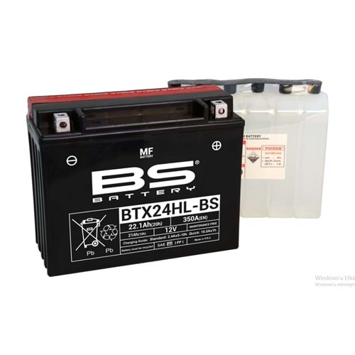 BS BTX24HL-BS (YTX24HL-BS) 12V-21 AMPER 350 CCA BAKIMSIZ AKÜ GL1500, XV1100