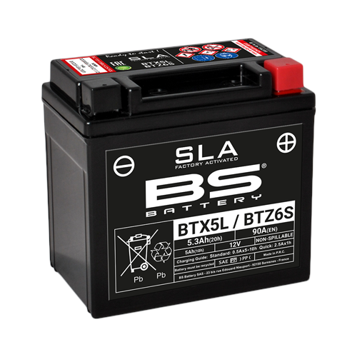 BS BTZ6S-BS / BTX5L-BS SLA (YTZ6S-BS / YTX5L-BS) 12V-5.3 AMPER 90 CCA BAKIMSIZ AKÜ HONDA DIO