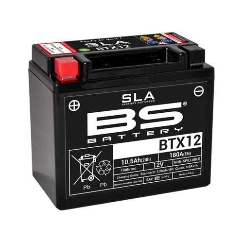 BS BTX12 (SLA) 12V-10.5 AMPER 180 CCA Motosiklet Aküsü