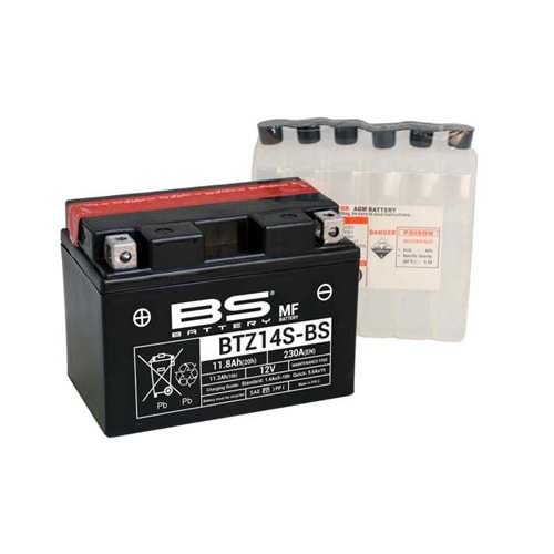 BS BTZ14S-BS (YTZ14S-BS) 12V-11 AMPER 230 CCA BAKIMSIZ AKÜ
