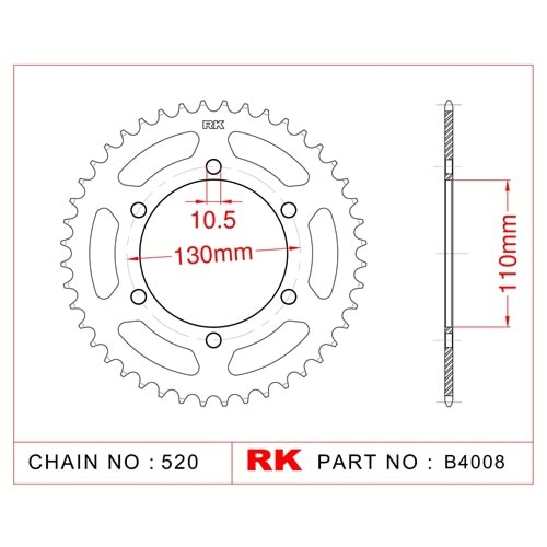 Rk Çelik Arka Dişli Çelik 43T Yamaha Mt-25 16-17, Yzf-R 25 15-18