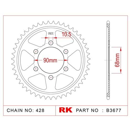 RK ARKA DİŞLİ 47T Honda Cb 125 R 18-20, Cbr 125 R 18-20