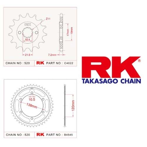 Rk Dişli Seti 38T-14T Honda Cbr 250 R 11-13, Cbr 250 R Abs 11-13*