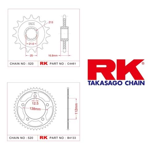 Rk Dişli Seti Honda Nc 700 S 12-17, Nc 700 X 12-17*